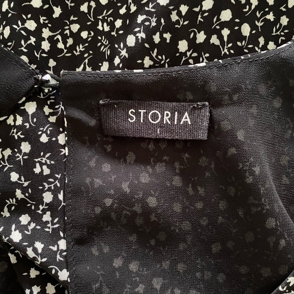 Storia New Black and White Floral Ruffled Romper Jumpsuit Women’s Large - Picture 12 of 16